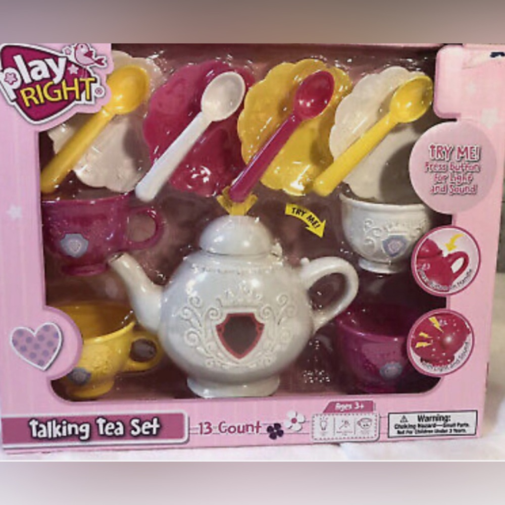 NEW| Play Right Talking Tea Set Girls Toy Kitchen Tea Set
